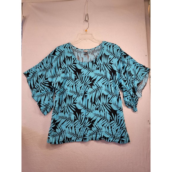 NWOT Hula Bay Women's Tropical Blouse, Flare Sleeves, SZ 2X - Picture 1 of 6